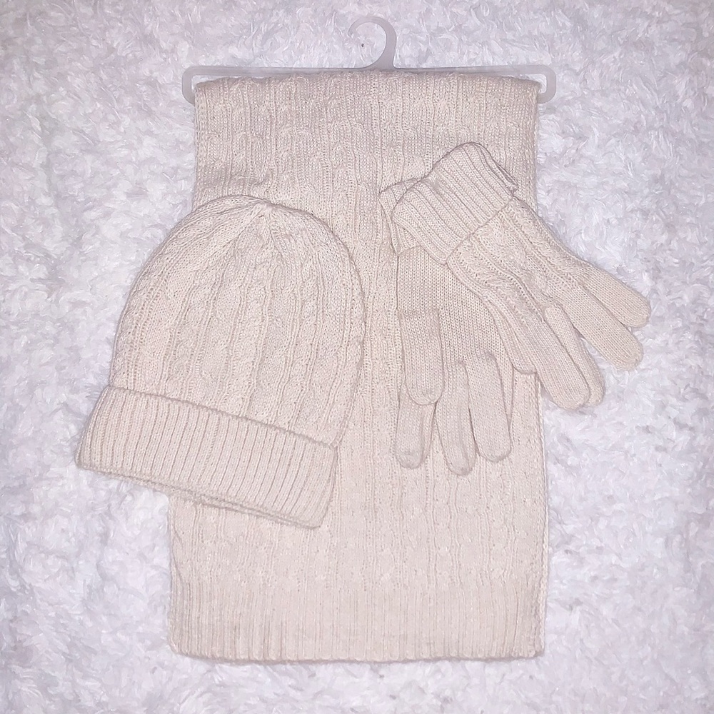 ✨White Scarf knitting wool Set Cold Weather Hat and scarves sets for women✨ - Picture 3 of 9